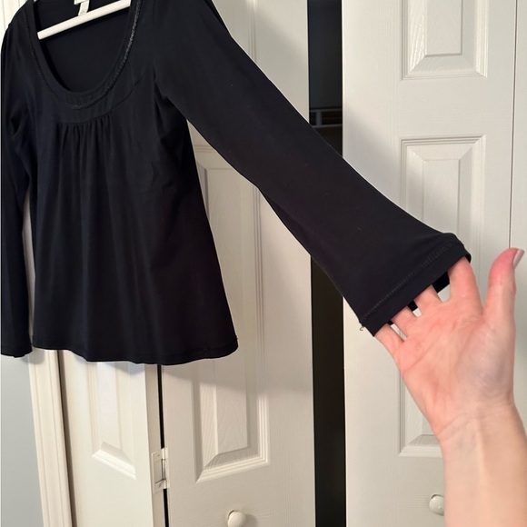 LOFT Black Long Sleeve Beaded Top - Picture 5 of 13